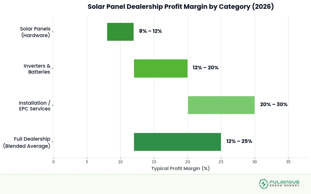solar panel dealership profit margin by category India 2026